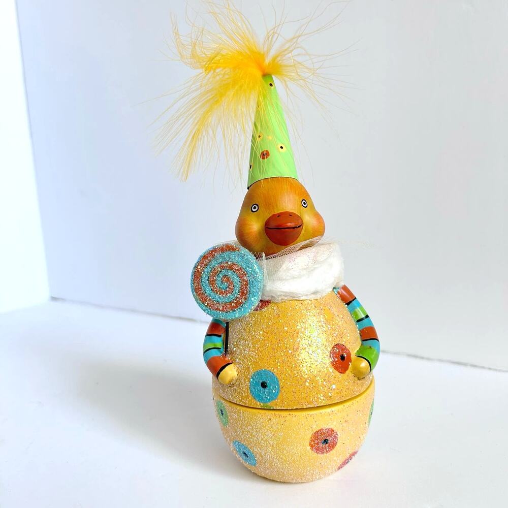 Silvestri Easter Duck Candy Container Glitter Lollipop Spring Decor